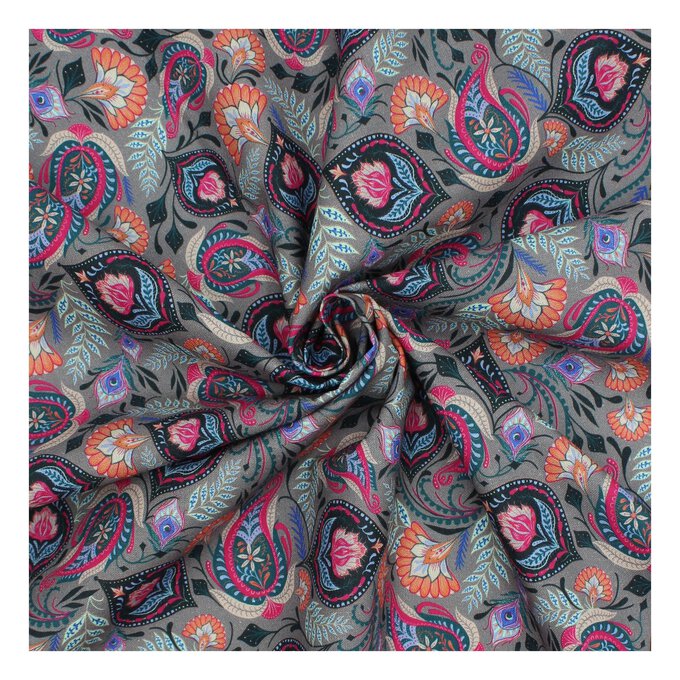 Artisan Decorative Paisley Cotton Fabric by the Metre image number 1