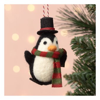 Hanging Felted Penguin Decoration 9cm 