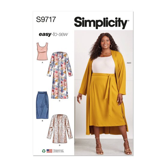 Simplicity Women's Top, Cardigan and Skirt  Sewing Pattern S9717 (W2 20W-28W) image number 1
