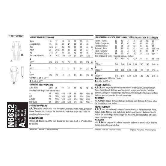New Look Women’s Knit Dress Sewing Pattern N6632 image number 2