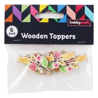 Yellow Flower Wooden Toppers 6 Pack image number 3