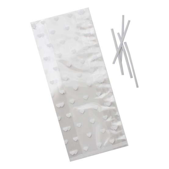 Ginger Ray White Heart Treat Bags 10 Pack image number 1