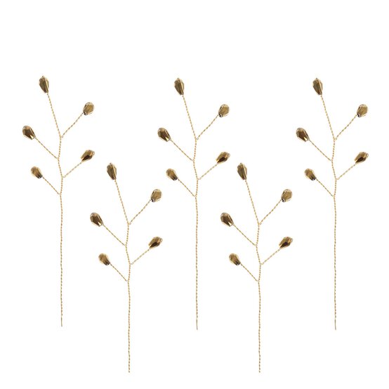 Gold Beaded Branch Wired Picks 5 Pieces image number 1