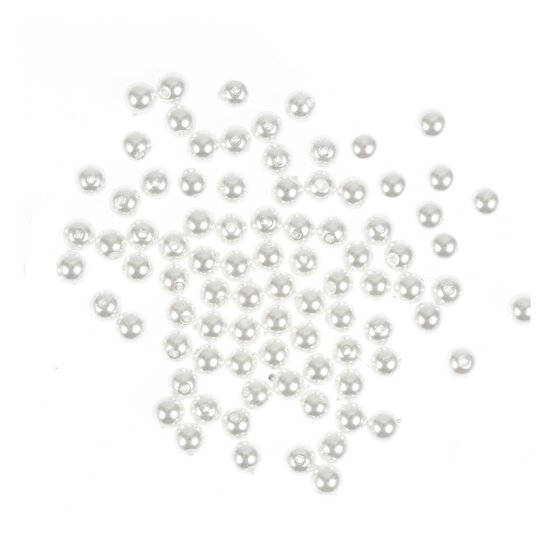 White Glass Pearl Beads 4mm 100 Pack image number 1