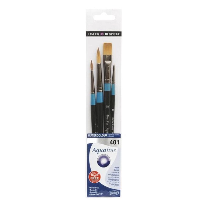 Aquafine Short Handled Watercolour Brushes Set 401 4 Pack image number 1