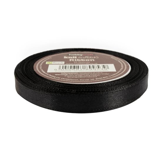 Black Satin Ribbon 9mm x 15m image number 1