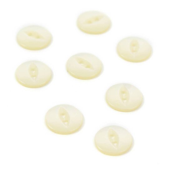 Hemline Cream Basic Fish Eye Button 8 Pack image number 1