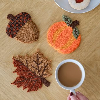 How to Make Autumn Punch Needle Coasters
