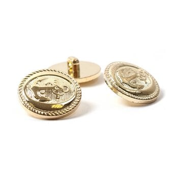 Hemline Gold Metal Military Anchors Button 4 Pack