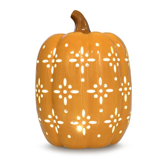 Light-Up Glazed Orange Pumpkin 27cm image number 3