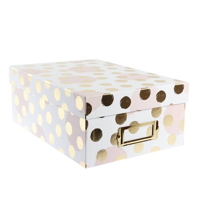 Rose and Gold Polka Dot Photo Box 11cm x 20cm x 29cm image number 1