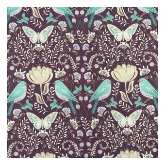 WI Garden Delight Mauve Cotton Fabric by the Metre