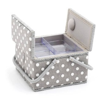 Grey Dot Twin Lid Sewing Box