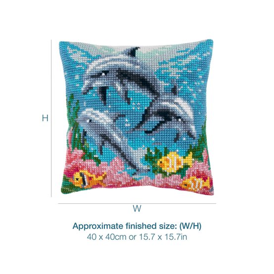 Trimits Dolphins Cross Stitch Cushion Kit 40cm x 40cm image number 5