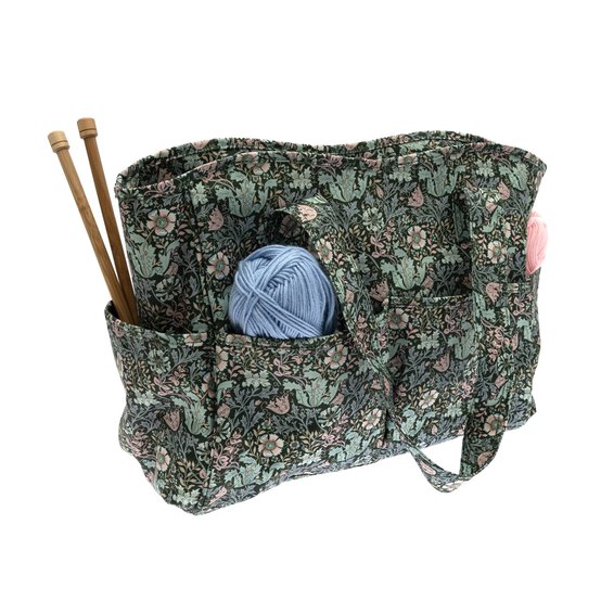 Floral Wood Block Craft Bag with Pockets image number 2