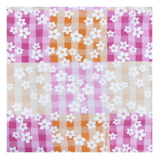 Gingham Blossom Viscose Fabric by the Metre image number 2