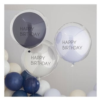 Ginger Ray Blue and Grey Double Layered Balloons 3 Pack image number 2