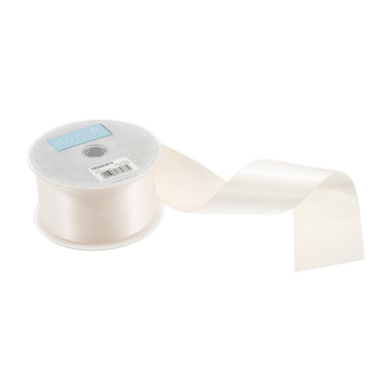 Trimits Cream Double-Faced Satin Ribbon by the Metre 50mm image number 1