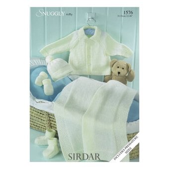 Sirdar Snuggly 4 Ply Jacket Hat Mitten Bootees and Blanket Digital Pattern 1576