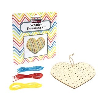 Striped Heart Wooden Threading Kit