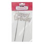 Silver Happy Birthday Diamante Cake Pick image number 2