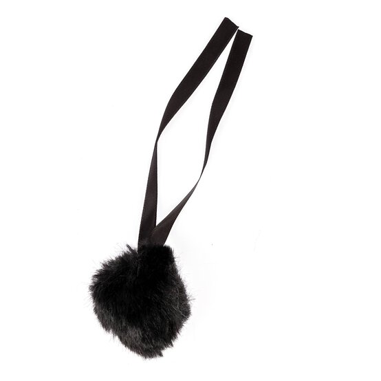 Black Faux Fur Pom Pom 6cm image number 3