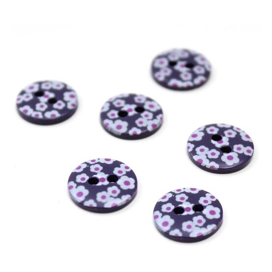 Hemline Blue Novelty Patterned Button 6 Pack image number 1