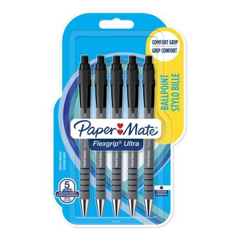 Papermate Black Flexigrip Ultra Ballpoint Pens 5 Pack