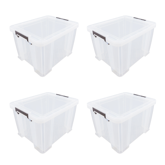 Whitefurze Allstore Clear Storage Box 48L 4 Pack Bundle