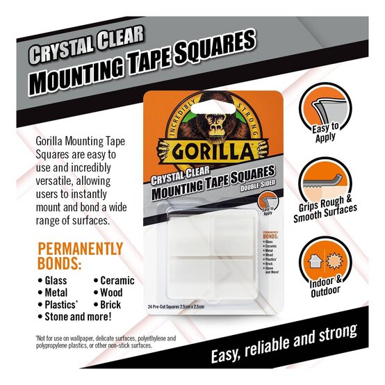 Gorilla Mounting Tape Squares 2.5cm 24 Pack image number 2