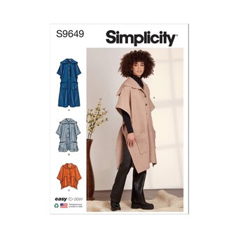 Simplicity Poncho Sewing Pattern S9649 (S-XXL)