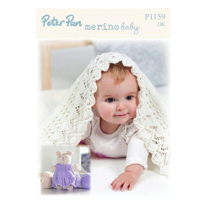 Peter Pan Baby Merino Lacy Blanket and Teddy Bear Digital Pattern P1159 image number 1