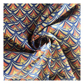 Navy Art Deco Polycotton Fabric by the Metre