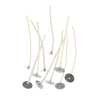 House of Crafts Pre-Waxed Natural Wick Assemblies 80mm 10 Pack