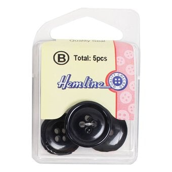 Hemline Royal Blue Basic Holes Button 5 Pack
