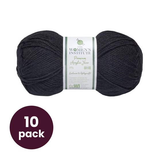 WI Black Premium Acrylic Yarn 10 Pack Bundle image number 1