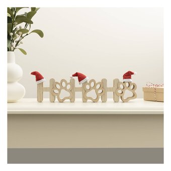 Wooden Paw Ho Ho Ho Decoration 30cm