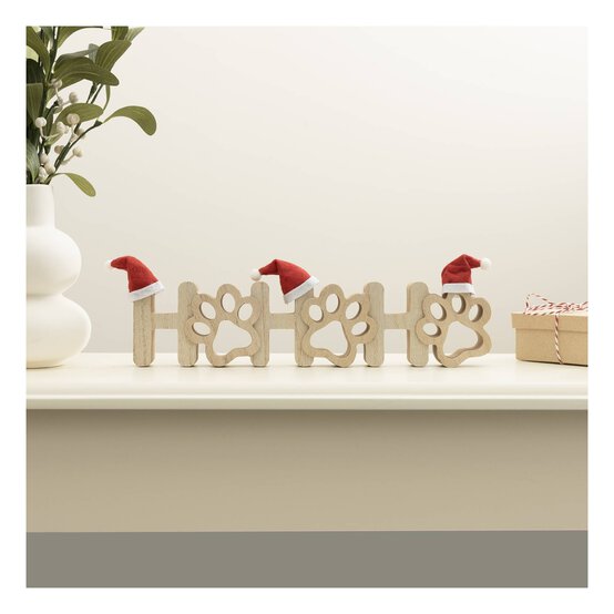 Wooden Paw Ho Ho Ho Decoration 30cm image number 2