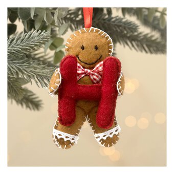 Hanging Gingerbread Felt Letter H Decoration