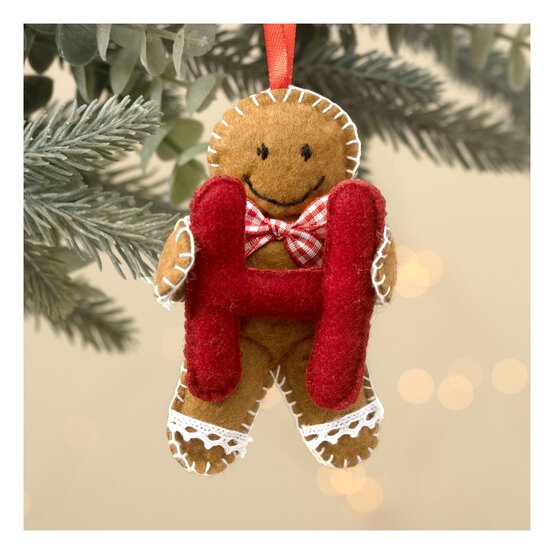 Hanging Gingerbread Felt Letter H Decoration image number 1