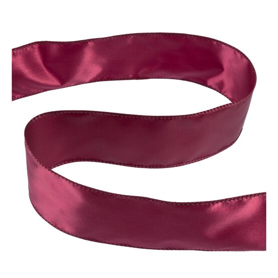 Burgundy Wire Edge Satin Ribbon 63mm x 3m image number 1