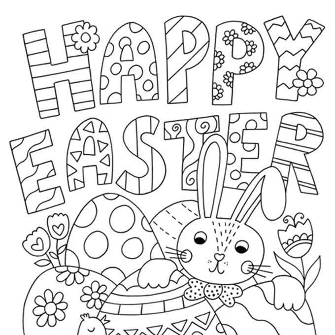 Free Easter Card Colouring Download image number 1