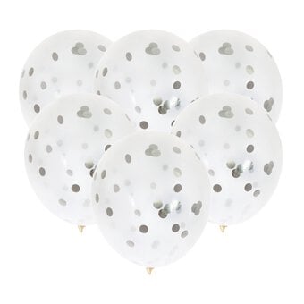 Silver Confetti Balloons 6 Pack