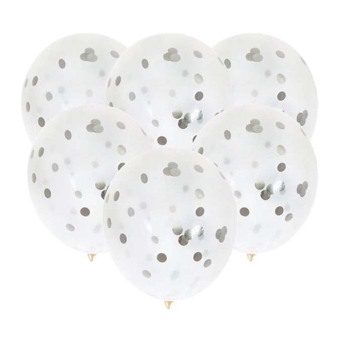 Silver Confetti Balloons 6 Pack image number 1