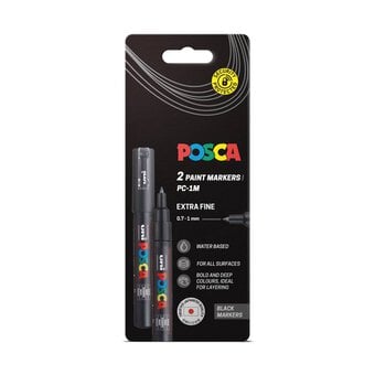 Uni-ball Posca Black PC-1M Marker Pens 2 Pack