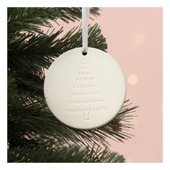 Hanging Ceramic Round Tree Decoration 6cm image number 1