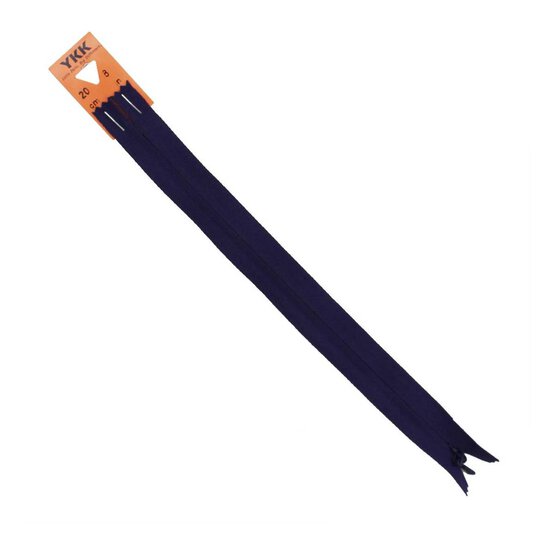 YKK Dark Purple Concealed Zip 20cm image number 2