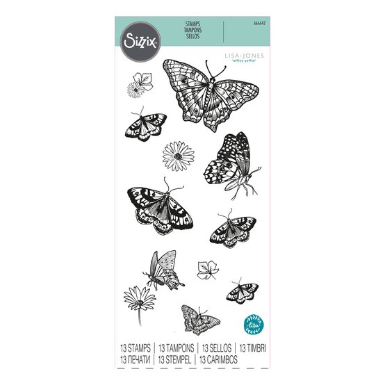 Sizzix Nature Butterflies Stamp Set 13 Pieces image number 1