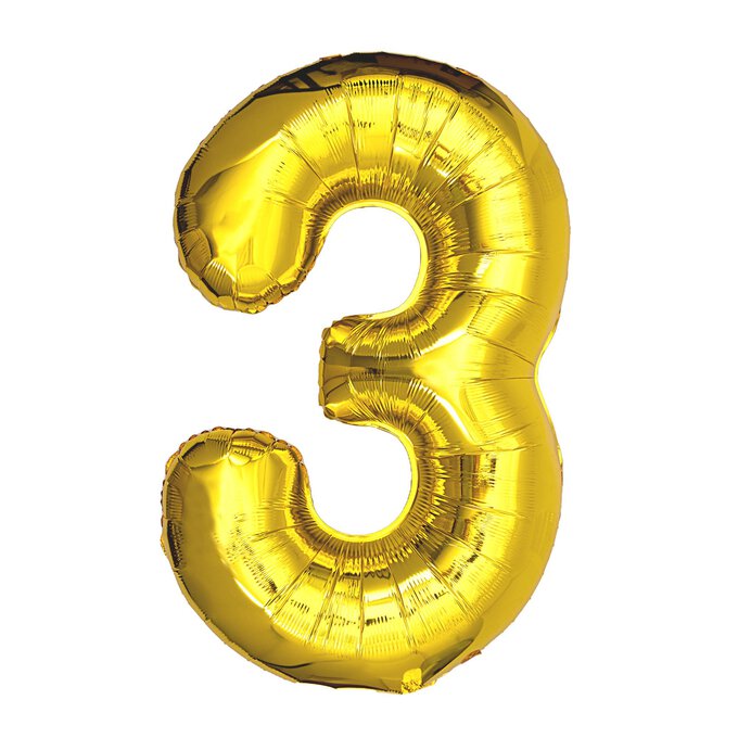 Extra Large Gold Foil Number 3 Balloon image number 1