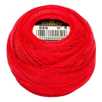 DMC Red Pearl Cotton Thread on a Ball Size 8 80m (666)